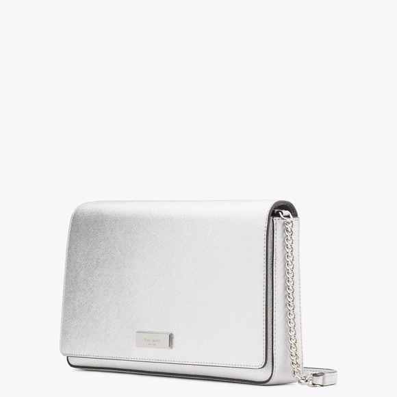 Kate Spade Kenzie Silver Metallic Convertable Crossbody Lunar Light Rare